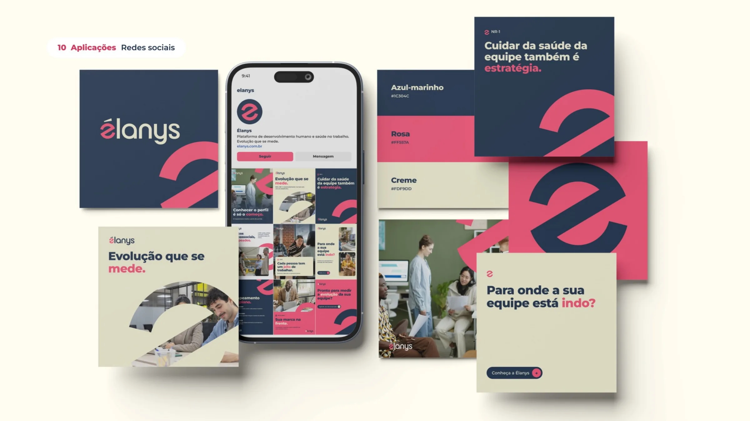 Mockup dos posts em celular e impressos