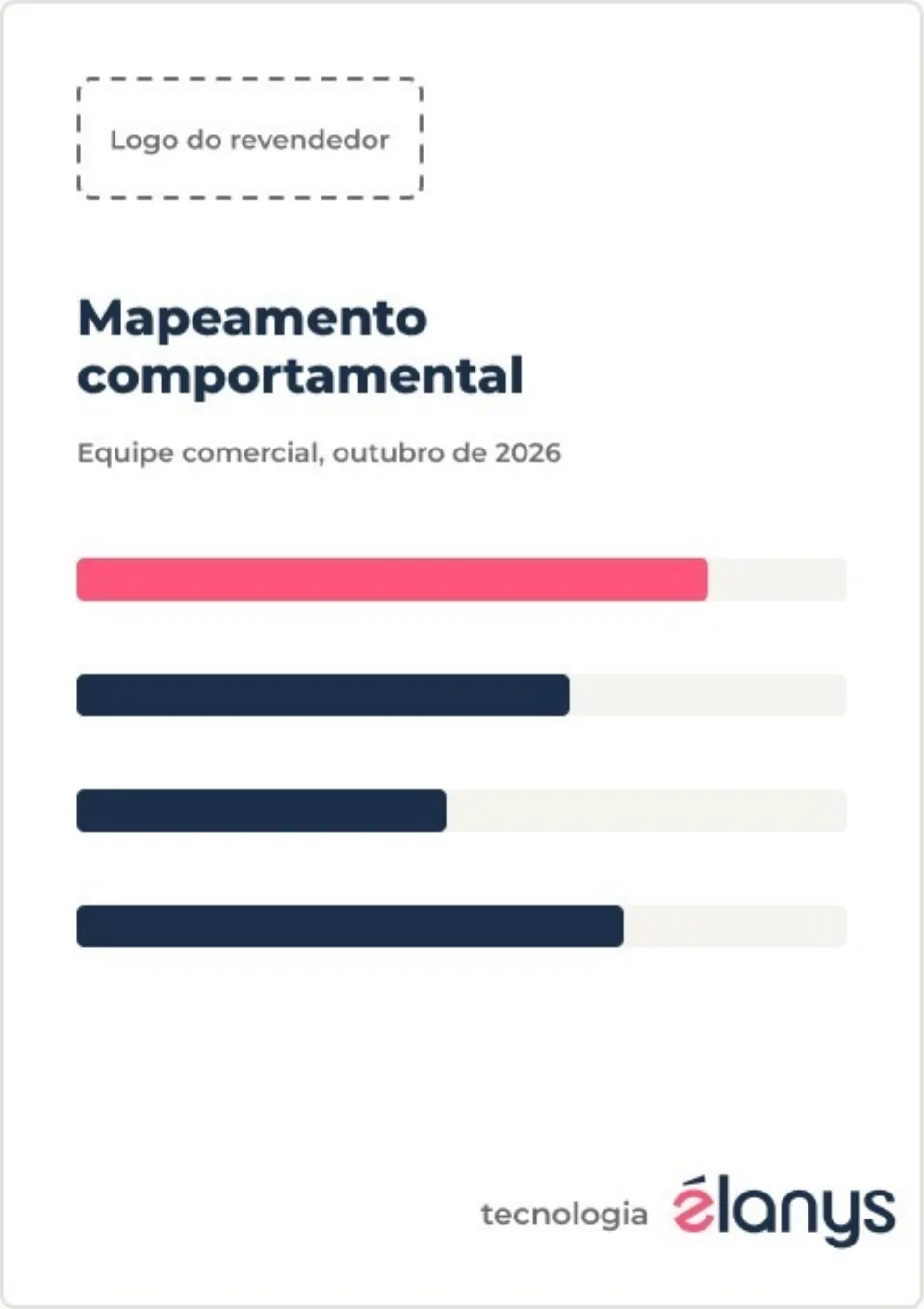Relatório com logo do revendedor no topo e selo no rodapé